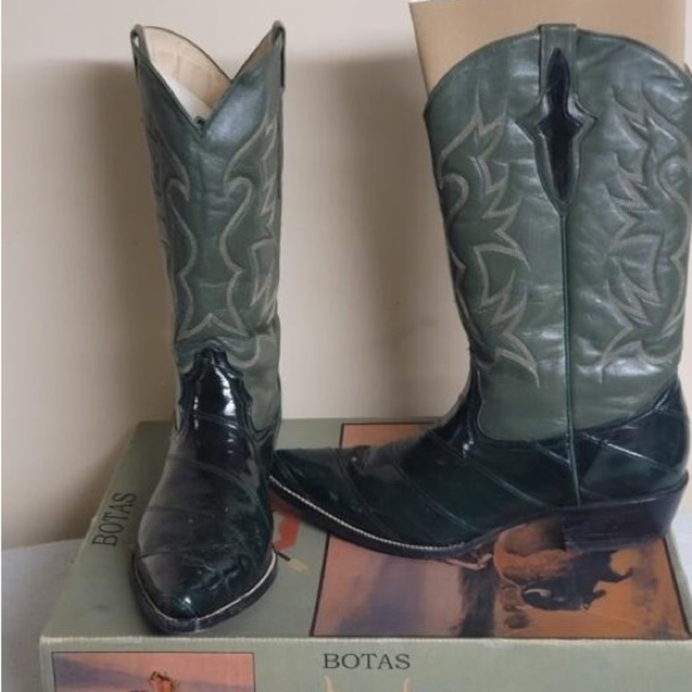 Botas Forest Green Eel skin Cowboy Boots